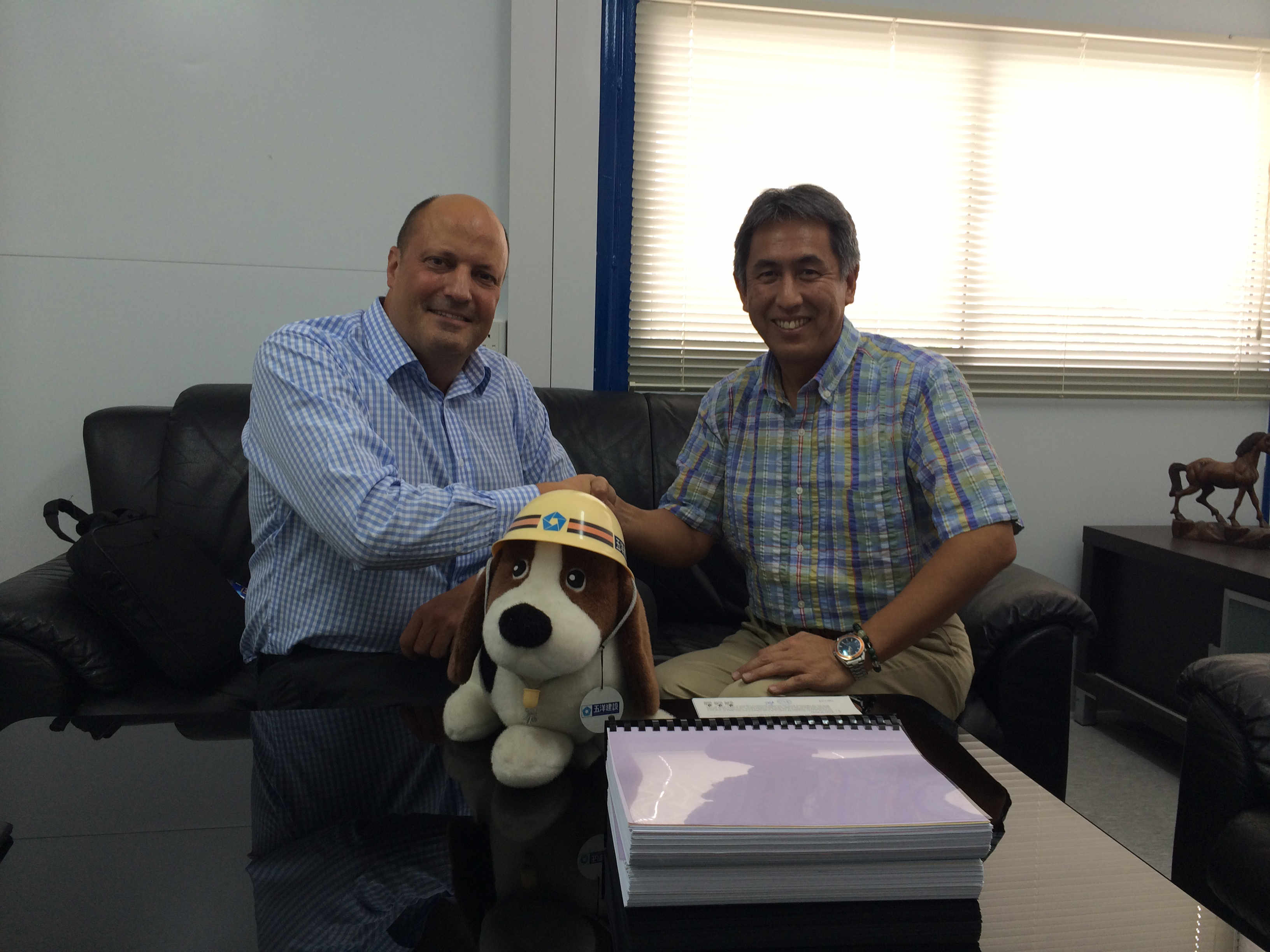 Adam with Keiji Uchida  Project Manager from Penta Ocean Construction Co. Ltd & The Penta Hound